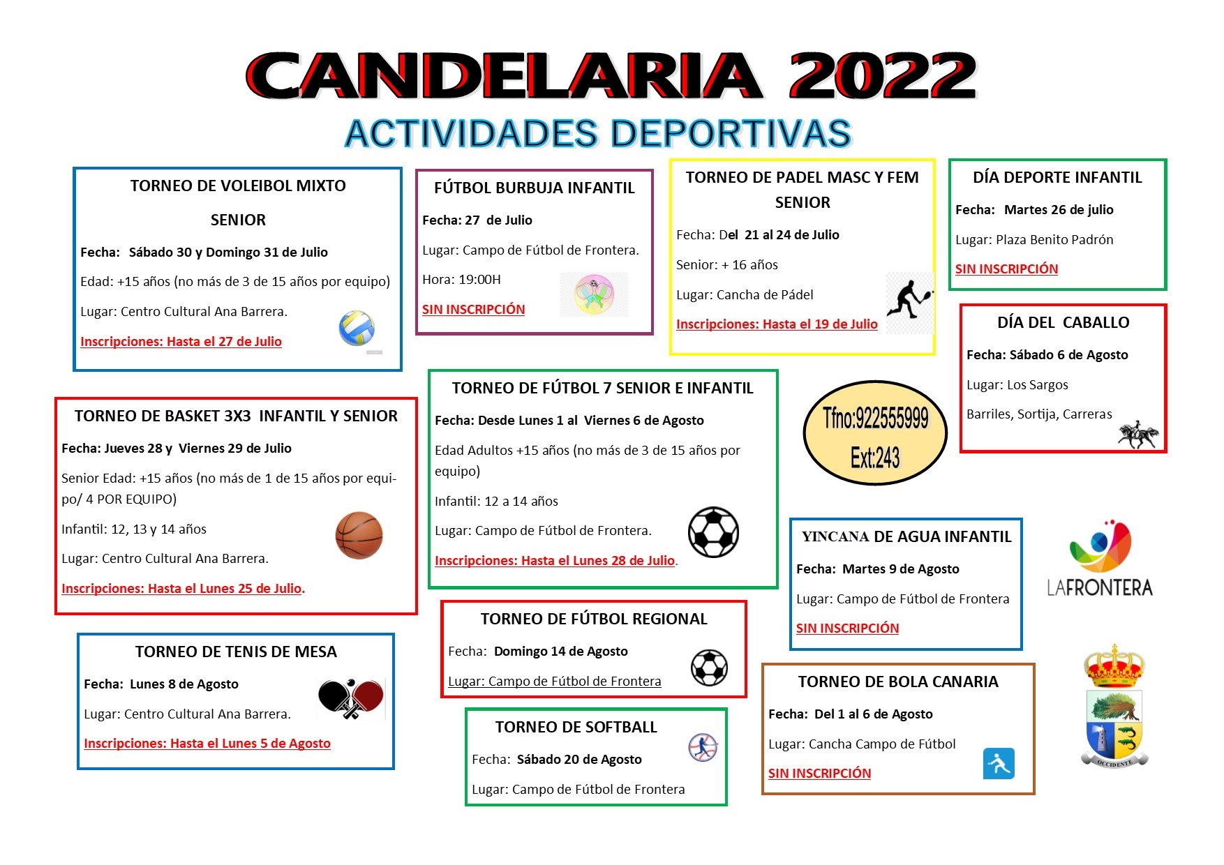 El Ayuntamiento de La Frontera  programa un amplio calendario deportivo estival