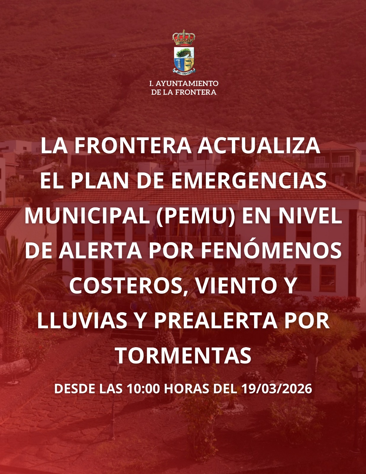 La Frontera actualiza el Plan de Emergencias Municipal en alerta por lluvias, viento y fenómenos costeros