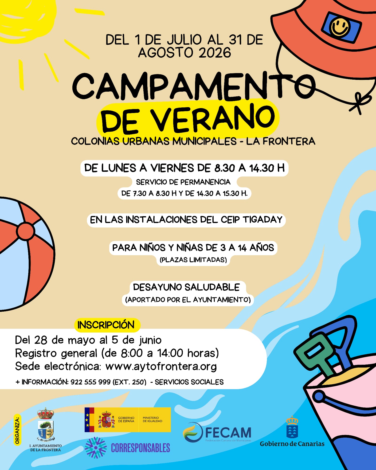 El Ayuntamiento de La Frontera abre el plazo de inscripción para las Colonias Urbanas de Verano 2026