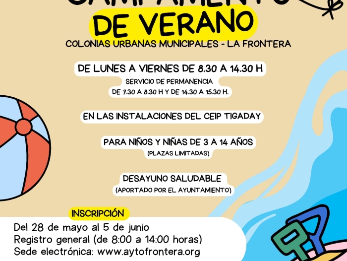 El Ayuntamiento de La Frontera abre el plazo de inscripción para las Colonias Urbanas de Verano 2026